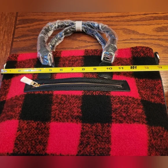 Red and Black Plaid Handbag - Picture 5 of 7
